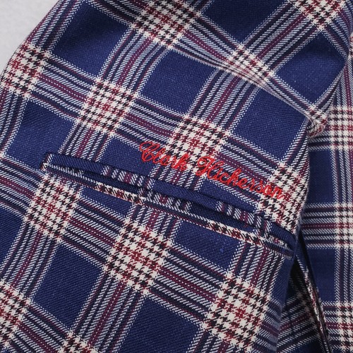 Samuelsohn Jacket Men 40 Blue Loro Piana Tartan Plaid Sport Coat Wool Silk Linen - Picture 7 of 19