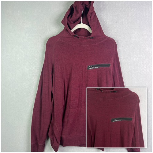 Sudadera con Capucha American Eagle XL Borgoña Pullover Flex Cremallera Bolsillo Suéter - Imagen 10 de 15