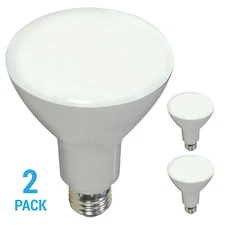 2 Pack Satco S9698 LED 8W 120V BR30 Medium E26 Frosted Dimmable 2700K Warm White
