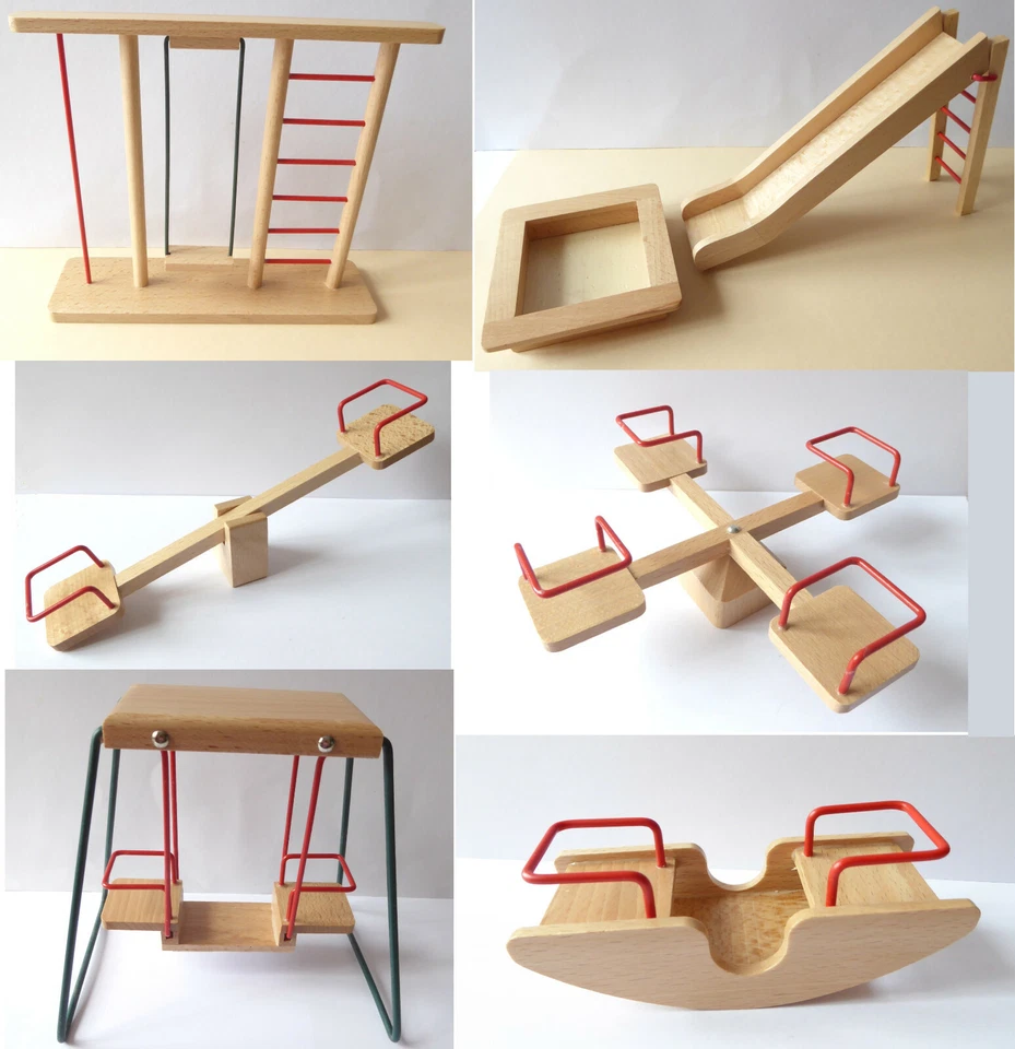 Caco Spielplatz Sprossenwand Rutsche Wippe Schaukel Karussell Miniatur