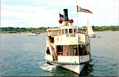 Postcard Stonington Connecticut - Sailing Into Town Dock Steamboat Sabino
