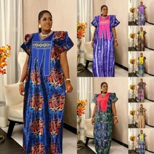 New African Ladies Robe Print Dress Muslim Women Kaftan Dubai Gown Burqa Abaya