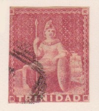 (F197-4) 1854-7 Trinidad 1d brick red stamp  (D)  (v)