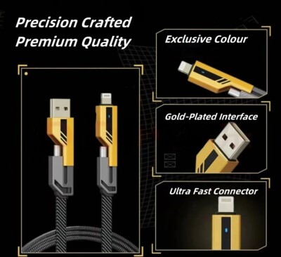 65W 4 in 1 Multifunktions Ladekabel USB C IOS für IPhone Samsung Schnell Kabel