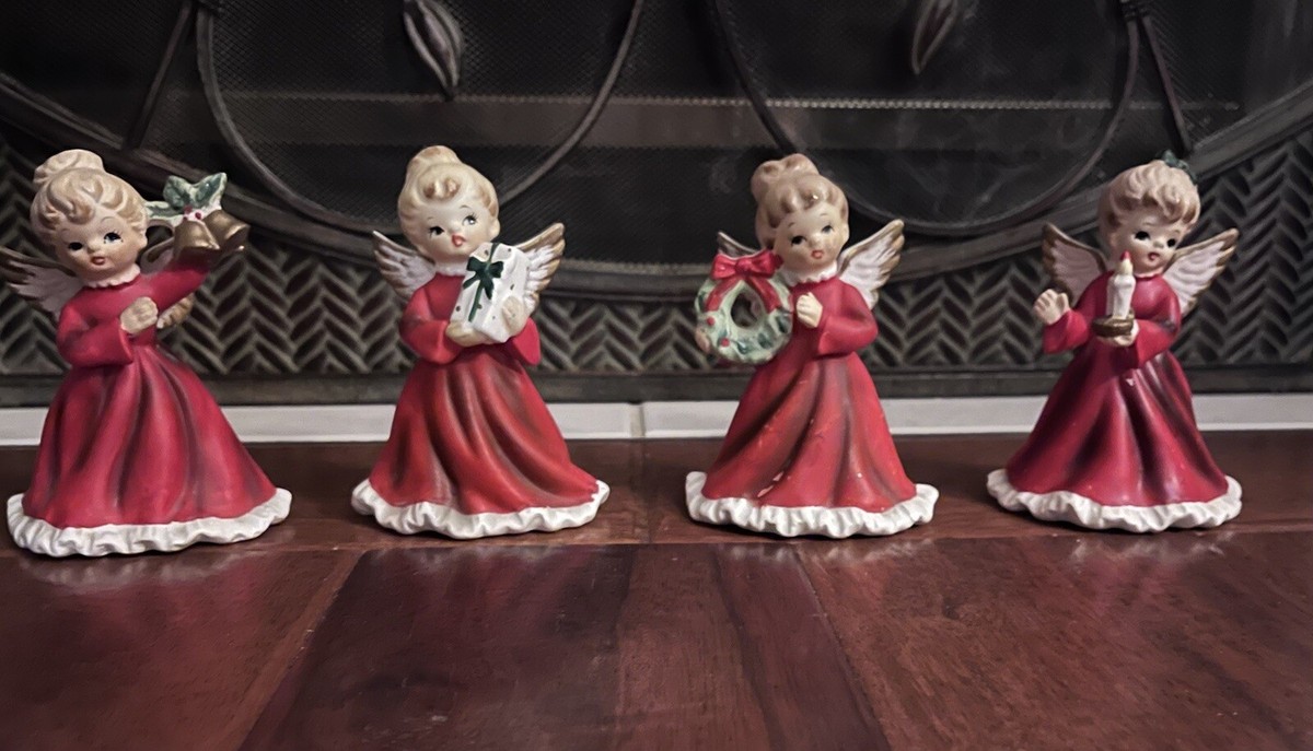 Vintage Napco X6964 Red Dress Christmas Angels Set | eBay Vintage Napco X6964 Red Dress Christmas Angels Set | eBay