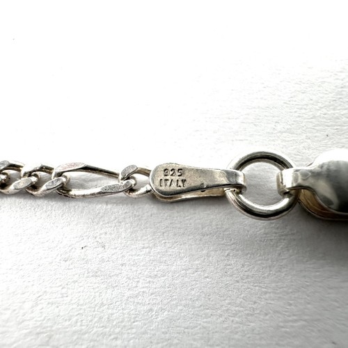 925 Sterling Silver ID Bracelet W/ Love Heart - Figaro Link - 16cm - 5.5mm Wide - Picture 3 of 6