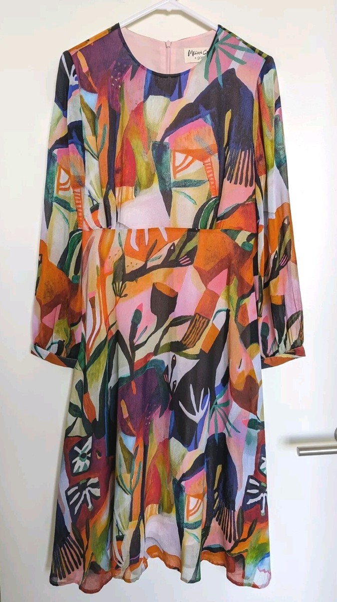 Gorman x Megan Grant Shadow Garden 100% Silk Chiffon Long Sleeve Dress 8  | eBay Australia