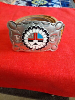  1970's  B-K Silversmith Nickel Silver Southwest Native Style Belt Buckle As Is 