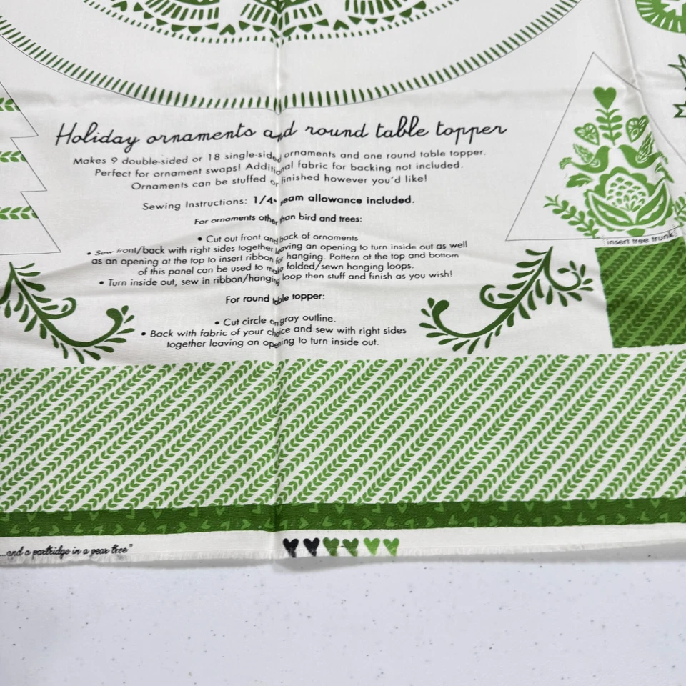 moda fabric panel green north woods cotton 27240 partridge in a pear tree - Image 4 of 4