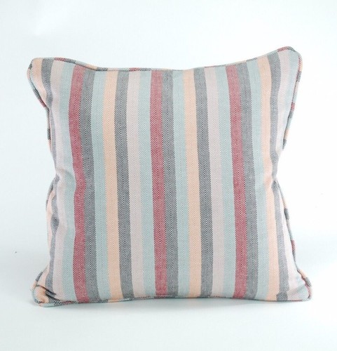 Piped Striped Pink and Grey Cushion Cover in 3 Sizes Square or Rectangle - Picture 2 of 4