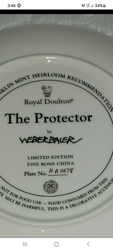 Royal Doulton Franklin Mint Collector Plate The Protector Weberbaler - Picture 4 of 5