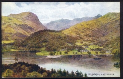 Ullswater & Helvellyn. AR Quinton Vintage Kunst Postkarte, Nr. 1495. Gratis Versand