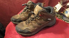 MERRELL Boys Moab 2 Mid Waterproof Hiking Vibram Boot Earth Brown Shoe Size 4.5