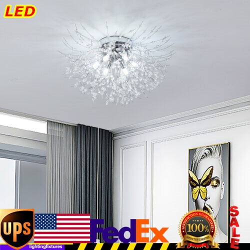 LED Chandelier Fireworks Flush Mount Light Modern Crystal Ceiling Light Fixture