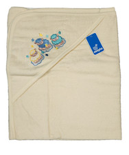 Capuchon BABY BATH TOWEL HOODED Yellow Embroidered Sheep Themed