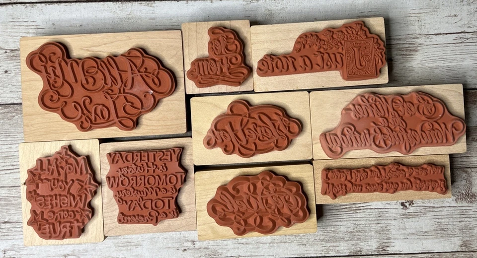 Lot of 9 Sayings Quotes PSX Design (1990-1999) Wood Mounted Rubber Stamp Vintage - Image 2 of 4