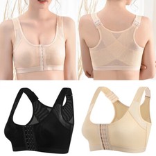 Women Posture Corrector Bra Wireless Back Support Lift Up Yoga Front Closure Bra