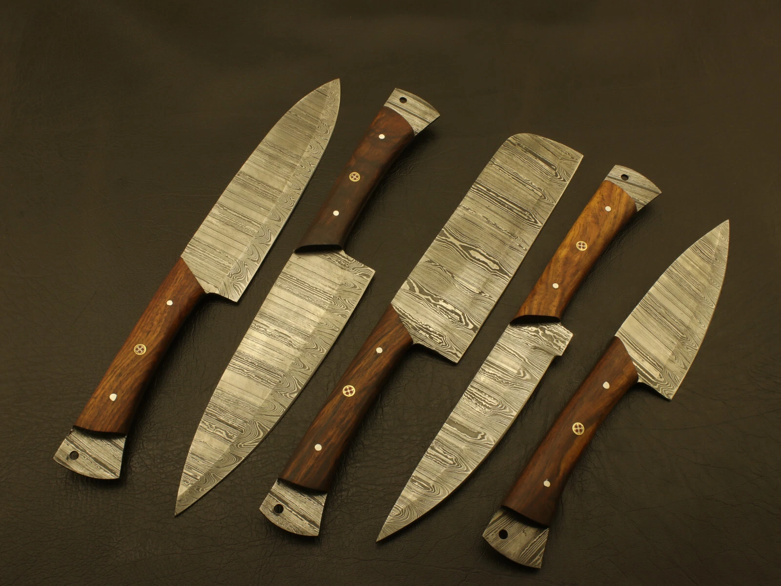 Custom Handmade HAND FORGED DAMASCUS STEEL CHEF KNIFE Set Kitchen Knives