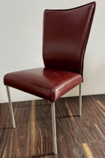 4x Esszimmerstuhl aus Leder Braun mit Edelstahl Gestell Lenard made in EU