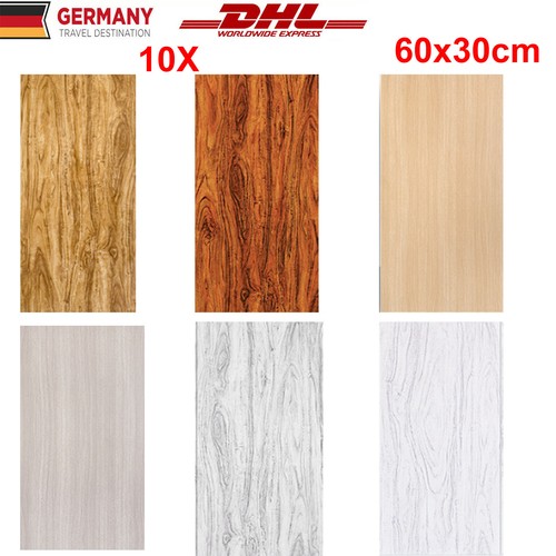 10Stk 60x30cm PVC Wandaufkleber Holzoptik Selbstklebend Wandpaneele Küche DIY