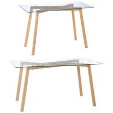 HOMCOM Tavolo da Pranzo Rettangolare in Acciaio e Vetro Temperato