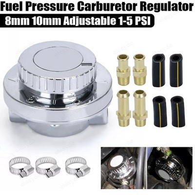 1-5 psi Adjustable Fuel Pressure Regulator Carburetor Carb Kit w/ 8mm 10mm Hose