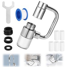 1440  Rotatable Faucet Extender with Stainless Steel Filter, U Shape Silver