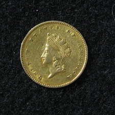 1854 - GOLD PRINCESS ONE DOLLAR - $1 Type 2 - T2 - Ex-Jewelry