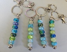 Keychains 4" Long Beaded Blue Green Fun Handmade Trigger Clasp Giftable USA