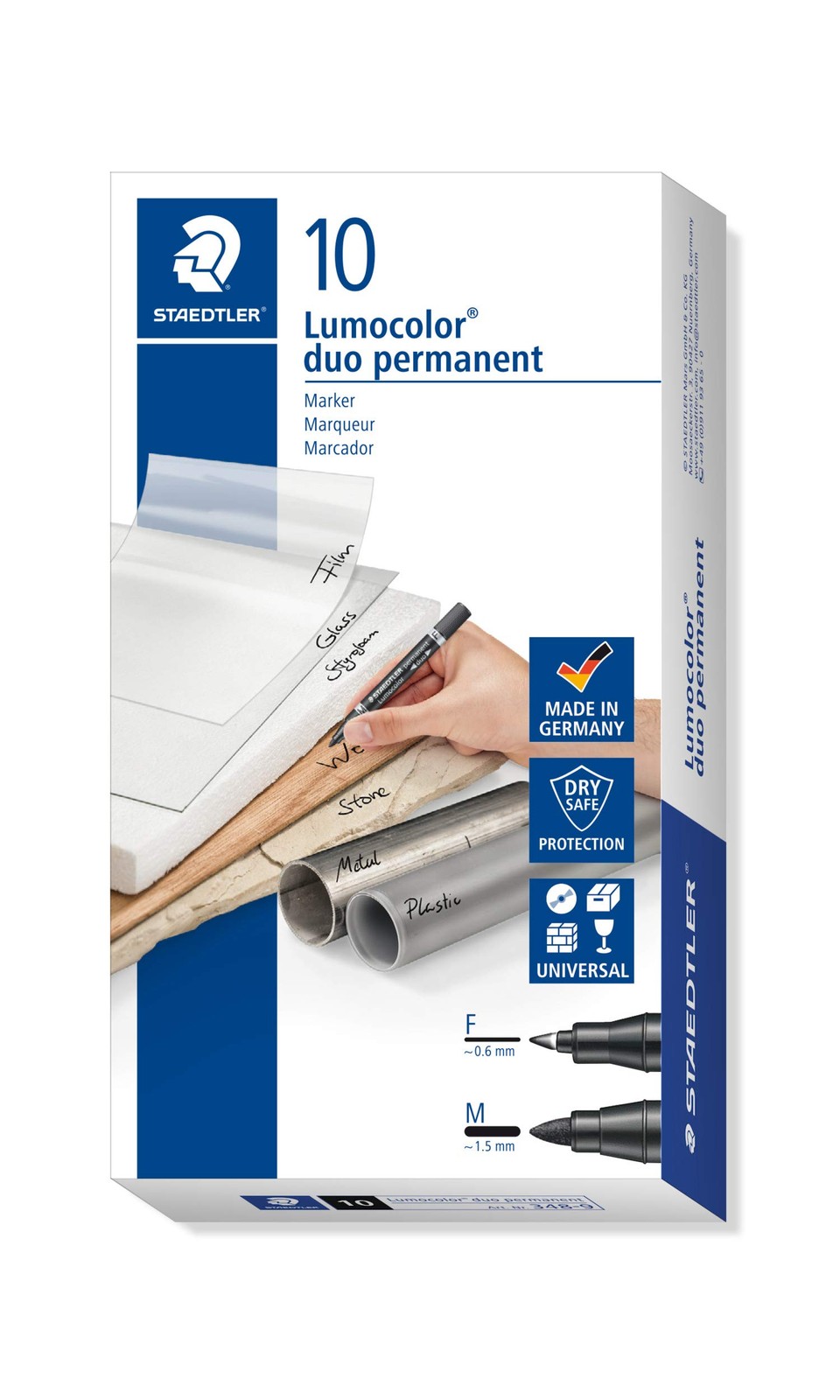 Staedtler Duo Permanent Marker Bullet Tip Fine 0.6mm and Med