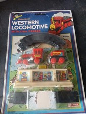 Rare Vintage Lucky Toys Wind-up Motorized Western Locomotive w/ Coal Tender -NEW
