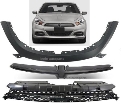 Front Grille Bumper Cover Grille Molding For DODGE DART 2013-2016 set of 3
