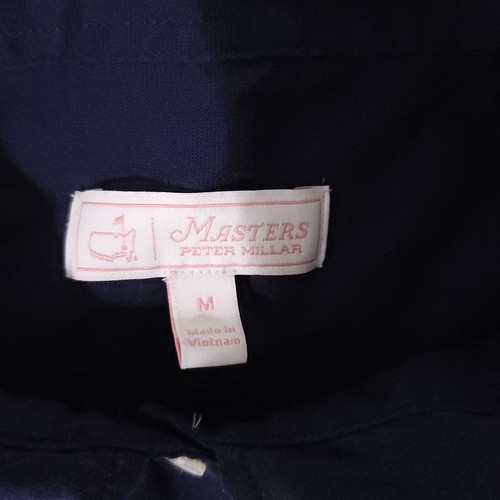 Peter Millar Masters Button Up Shirt Womens Medium Navy Blue Stretch Performance - Picture 7 of 12