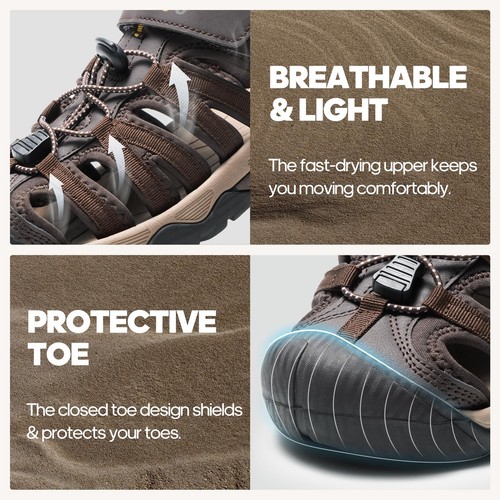 Men's Sandals, Closed Toe Athletic Sport Sandals, Mens Summer Shoes, Lightwei... - Picture 2 of 9