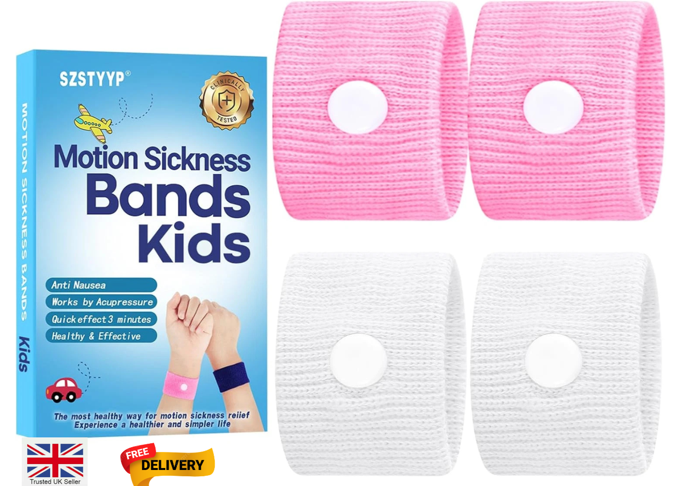 Motion Sickness Bands for Kids Travel Sickness Relief Wristbands Anti Nausea Car