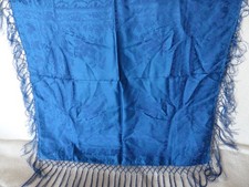 Trachtentuch,Blau,66x66cm+14cmFransen,Reine Seide Oktoberfest