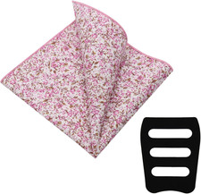 Floral Pocket Squares for Men, Mens Ladies Cotton with Pocket Square Holder for