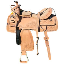 Western Handmade Horse Saddle Barrel Racing Leather Tooled Trail Tack Equestrian