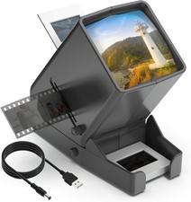 DIGITNOW 35mm Slide Viewer, 3X Magnification and Desk Top LED Lighted Gray