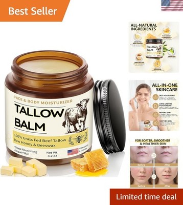 Mild Organic Tallow and Honey Skin Nourisher - Ideal for Sensitive Skin, 3.2oz