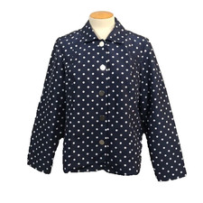 Chico s Navy Blue Polka Dot Light Weight Jacket/Blazer size M