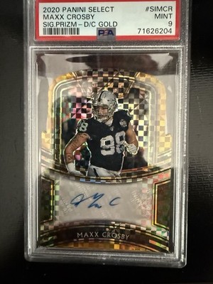 2020 Panini Select Signatures Gold Prizm Die-Cut Maxx Crosby #SI-MCR /10 PSA 9