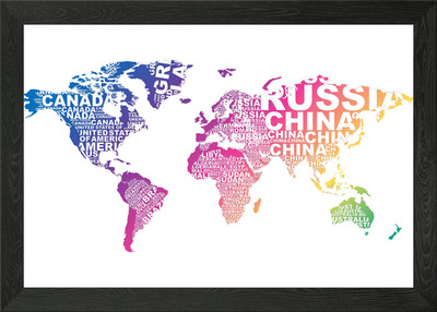 World Map Framed Wall Art Poster Canvas Print Picture