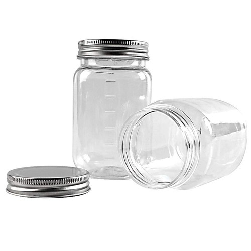 novelinks 16 oz Clear Plastic Jars with Screw-On Lids – BPA-Free Refillable S... - Picture 4 of 8