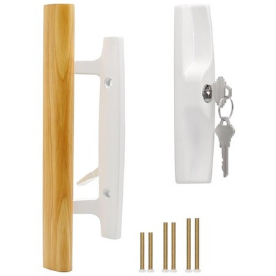 Sliding Glass Patio Door Handle Set with Key Cylinder Lock and 45° Mortise