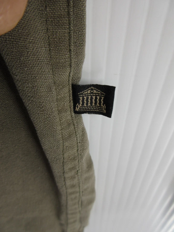 VINTAGE Structure Shirt Men Medium Green Silk Button Up Safari Flap Pockets Y2K - Image 4 of 4