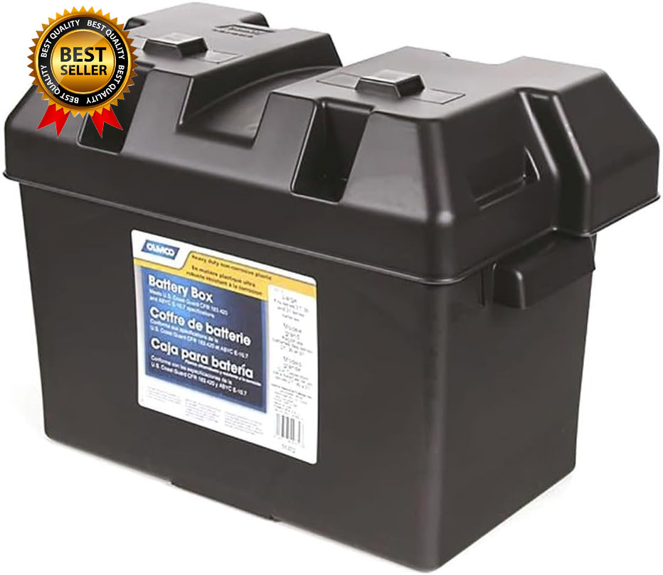 Large Battery Box with Straps and Hardware  Group 27 30 31 Safely Stores...