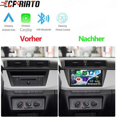 2G+64GB CarPlay Android 15 RDS Navi Autoradio Für Skoda Fabia 3 III NJ 2014-2021