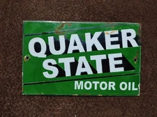 Porcelain Quaker state Enamel Metal Sign Plate Size 8x5 Inches