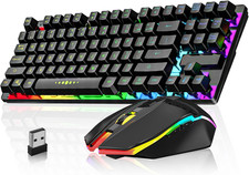 Wireless Gaming Keyboard and Mouse Combo, LED Backlit Rechargeable Battery